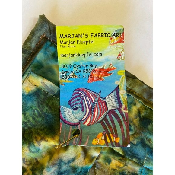 Marjan’s Fabric Art 29" x 20" Kluepfel Hillside Hand Dyed Green Yellow Handmade - Picture 3 of 9